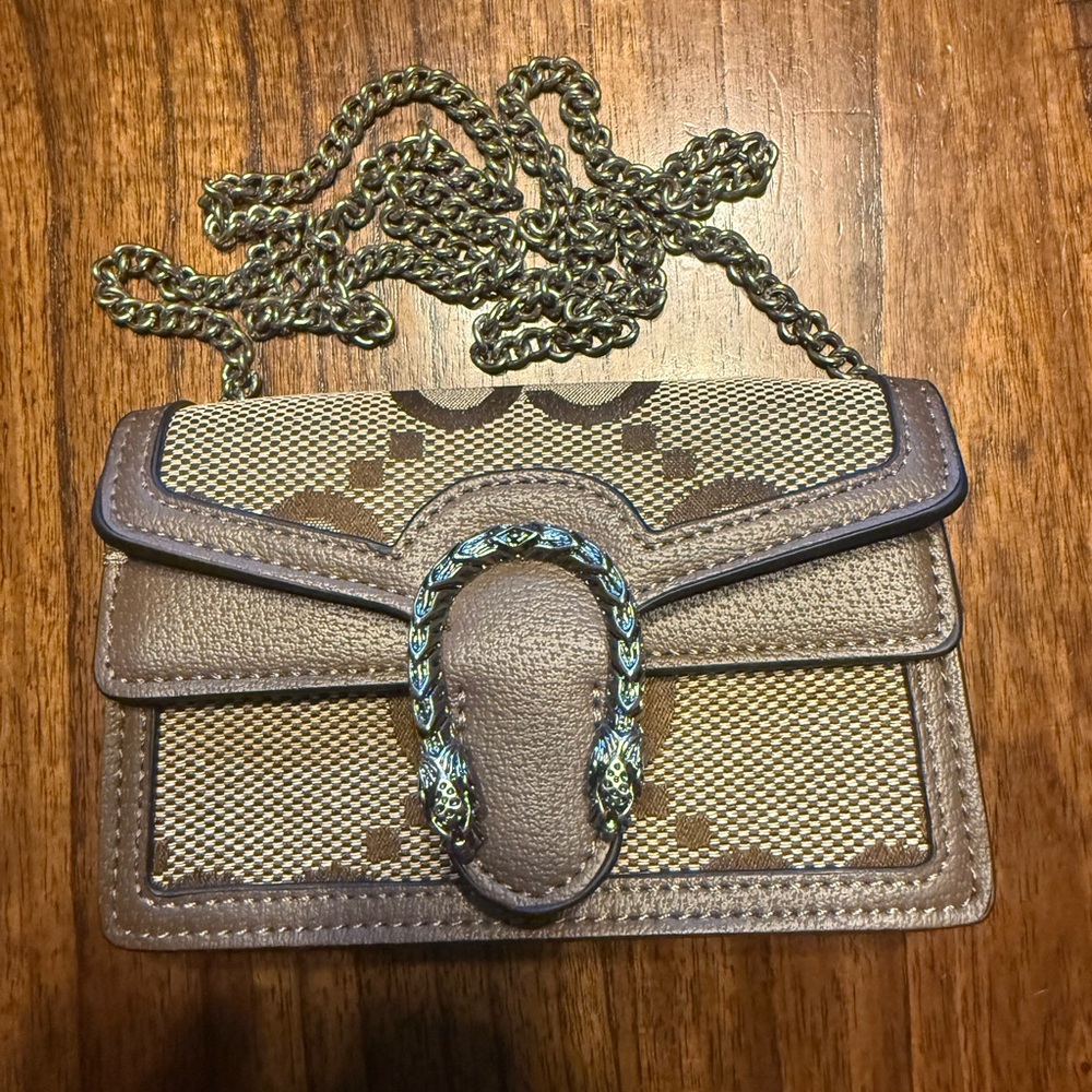 Brown and Tan small Chain Bag